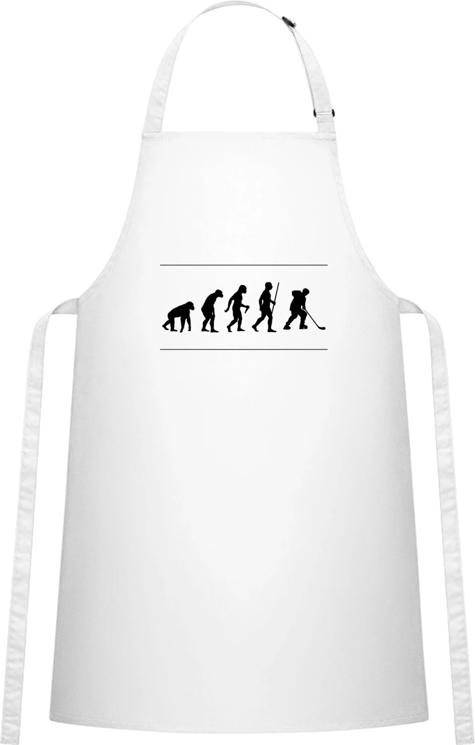 Funny Ice Hockey Evolution - White Cotton Bib Apron - Front