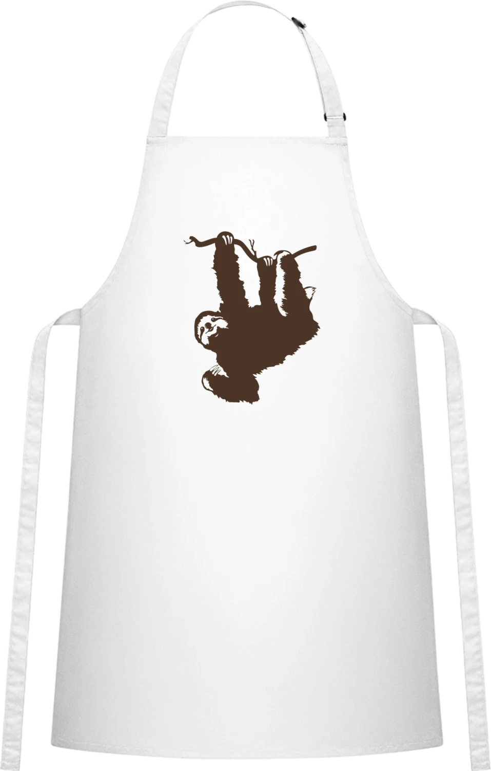 Sloth lazybones - White Cotton Bib Apron - Front