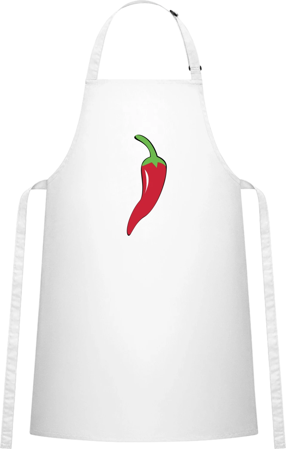 Red Pepper - White Cotton Bib Apron - Front