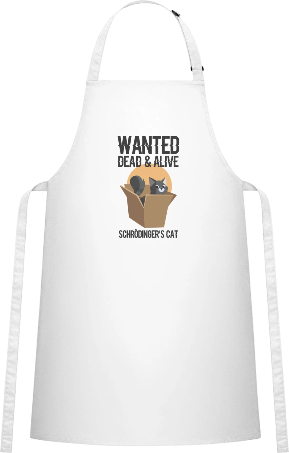 Wanted Schrödinger's Cat - White Cotton Bib Apron - Front