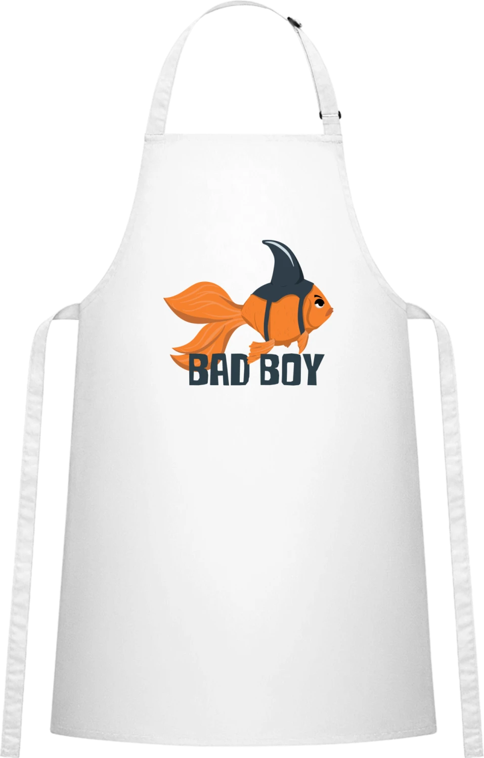 Bad Boy Goldfish - White Cotton Bib Apron - Front