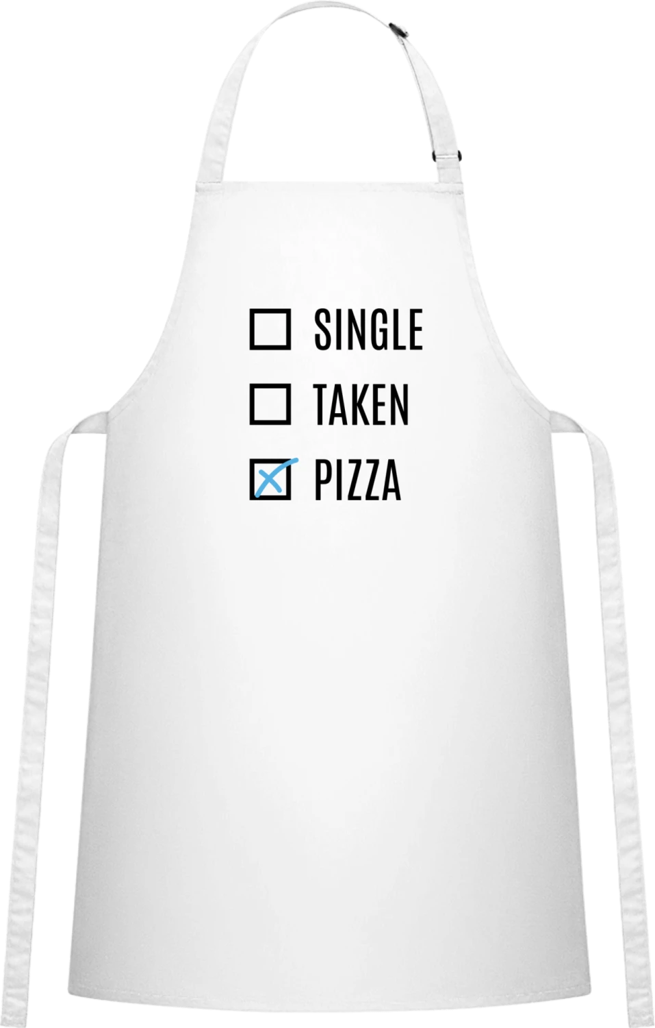 Single Taken Pizza - White Cotton Bib Apron - Front