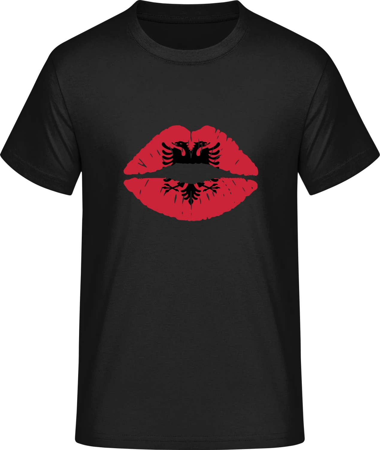 Albanian Kiss Flag - Front_Schwarz