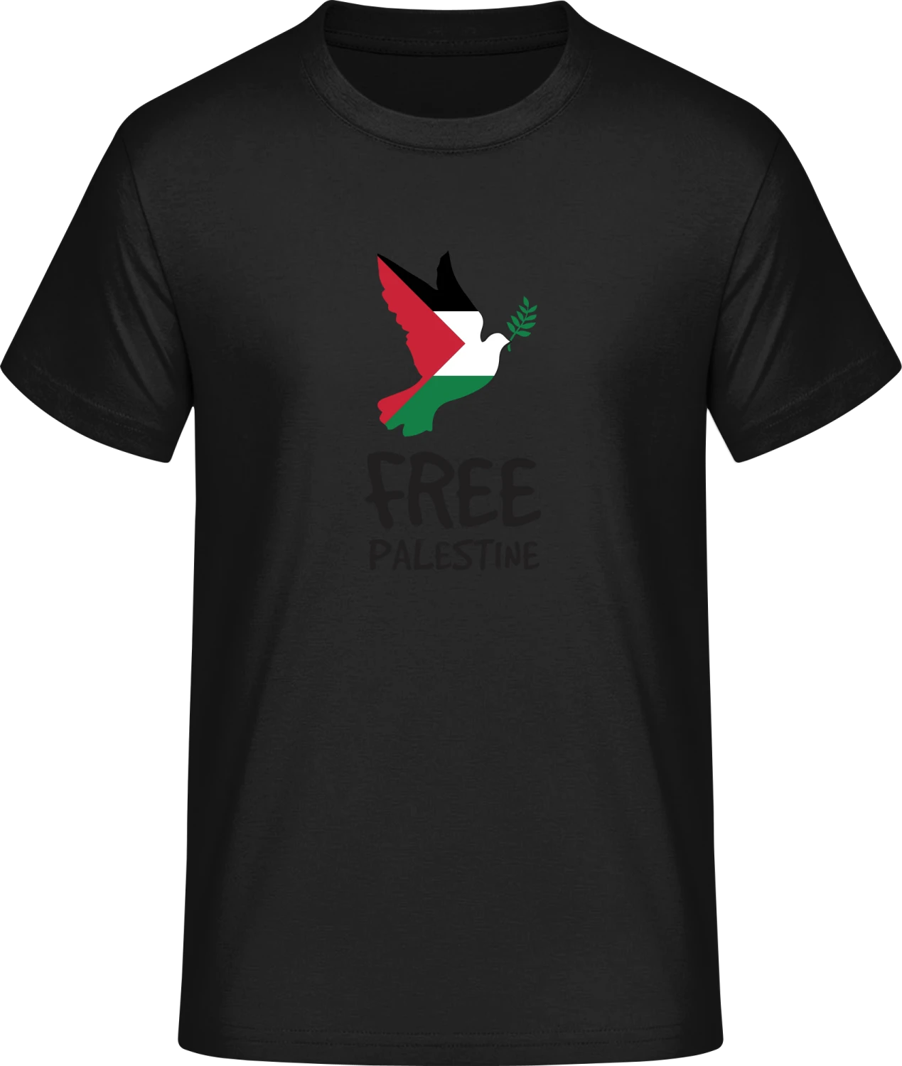 Free Palestine Dove Of Peace - Front_Schwarz