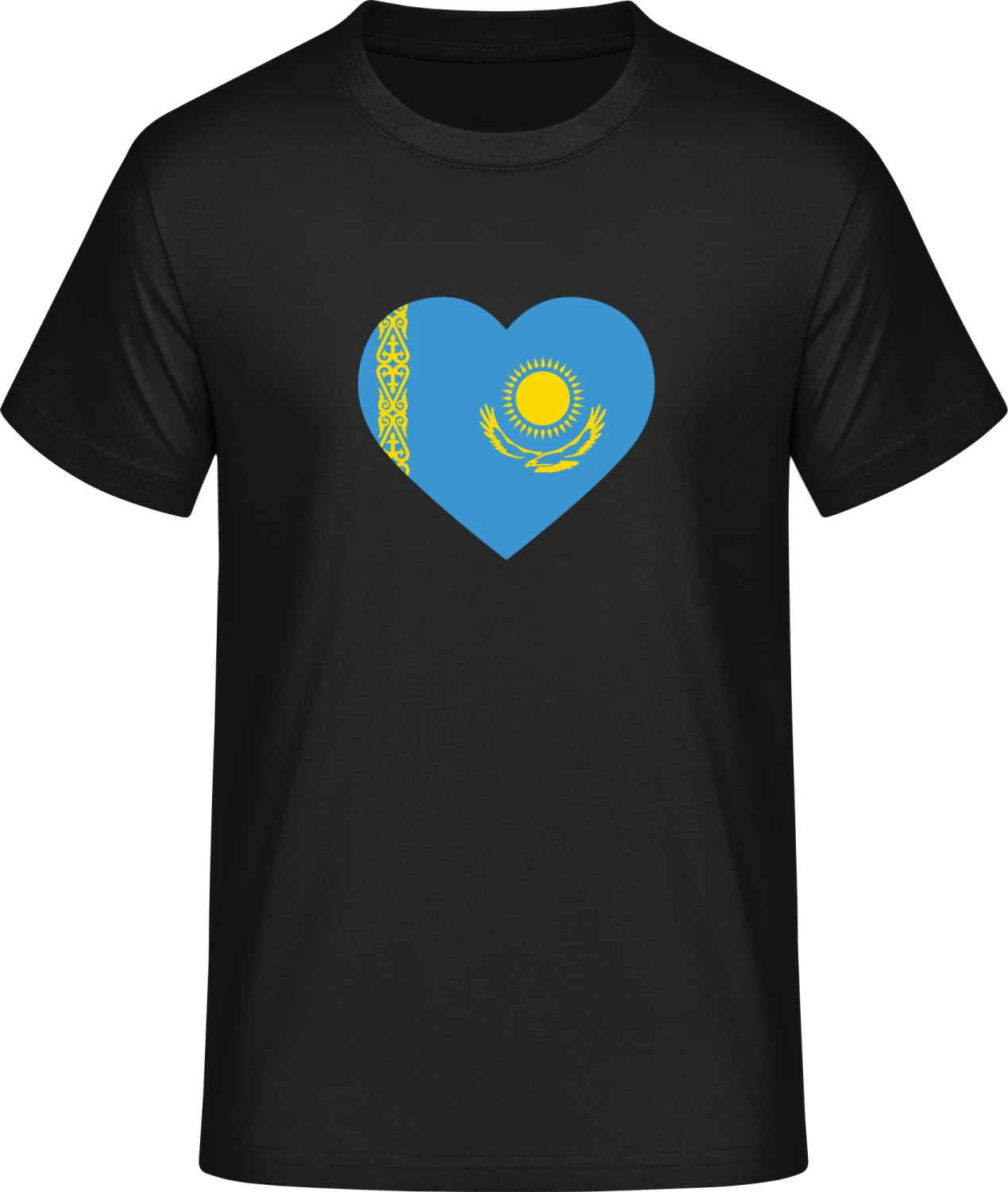 Kazakhstan Heart Flag - Front_Schwarz