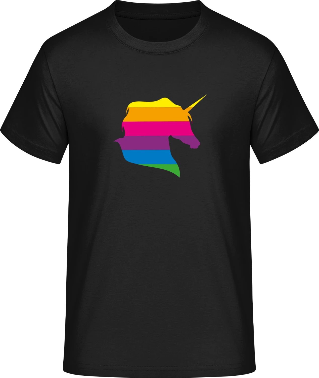 Rainbow Unicorn Head - Front_Schwarz