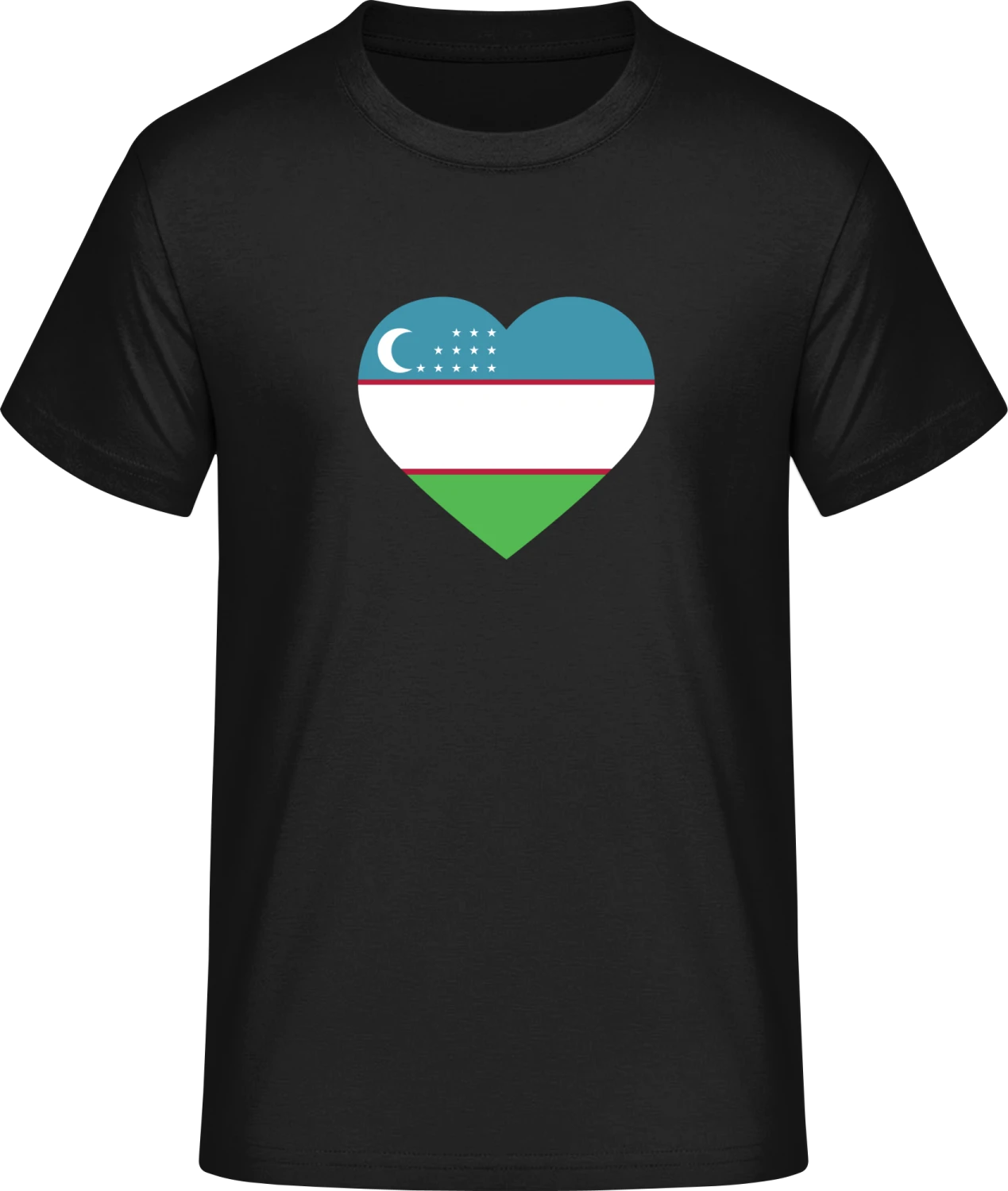 Uzbekistan Heart Flag - Front_Schwarz