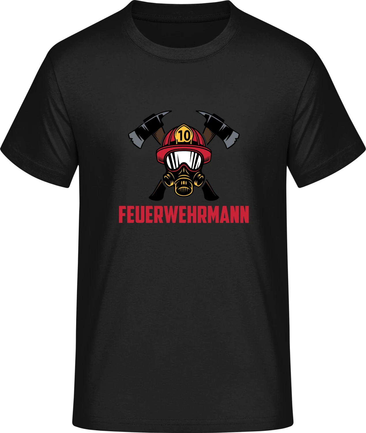 Feuerwehrmann Helm und Äxte - Front_Schwarz