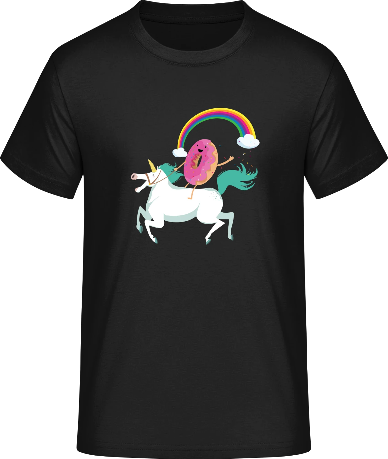 Donut Riding Unicorn - Front_Schwarz