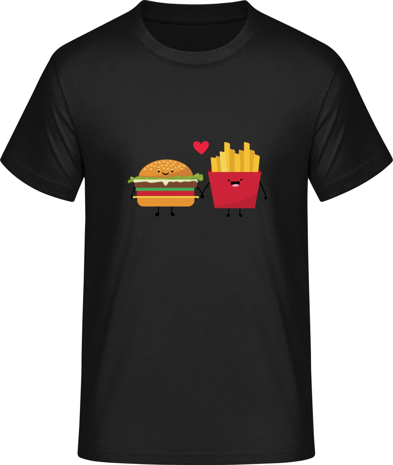 Hamburger And French Fries In Love - Front_Schwarz