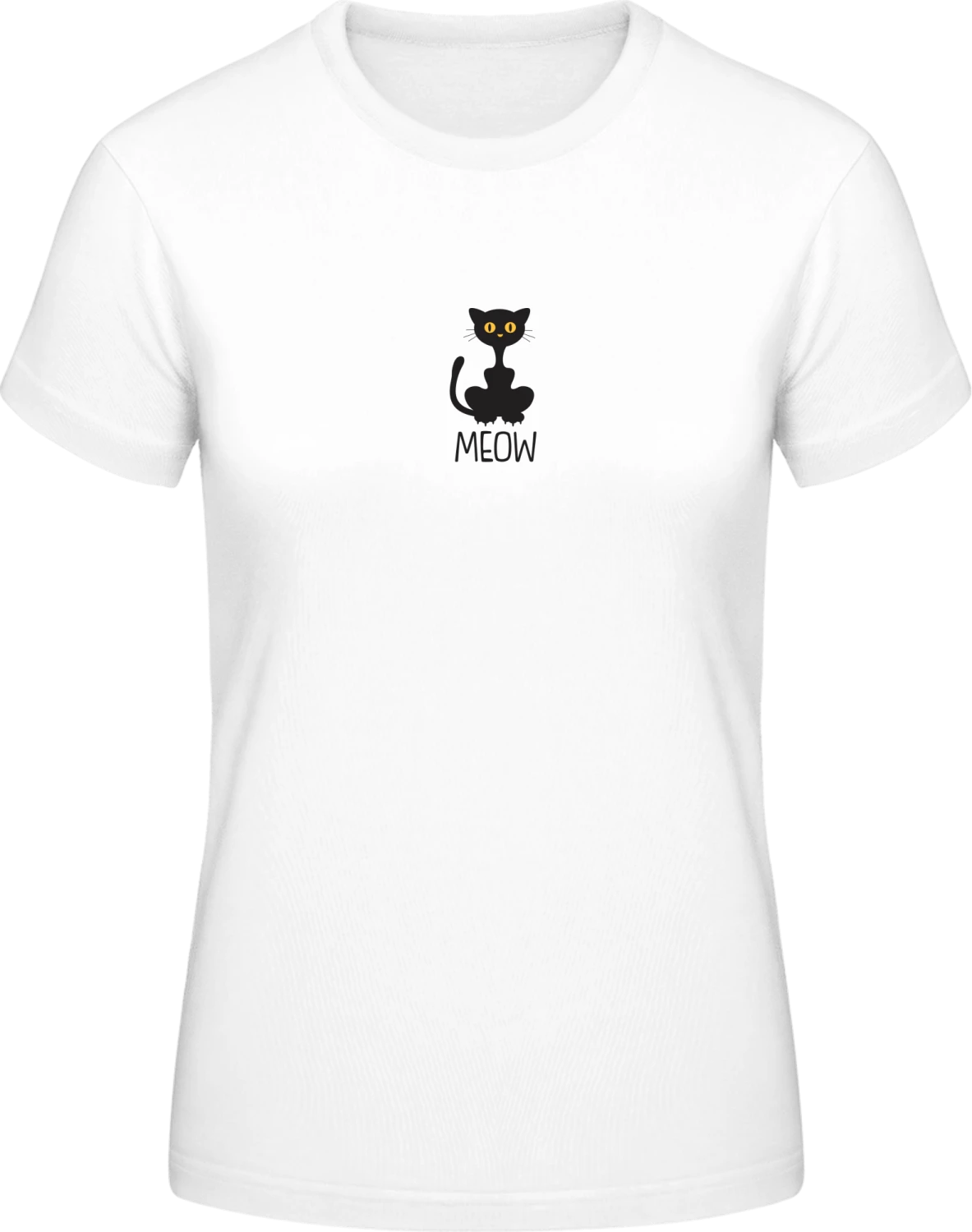 Black Cat Meow - White #E190 women T-Shirt - Front