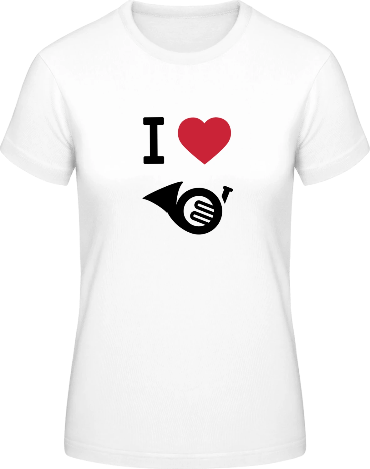 I Heart French Horn - White #E190 women T-Shirt - Front