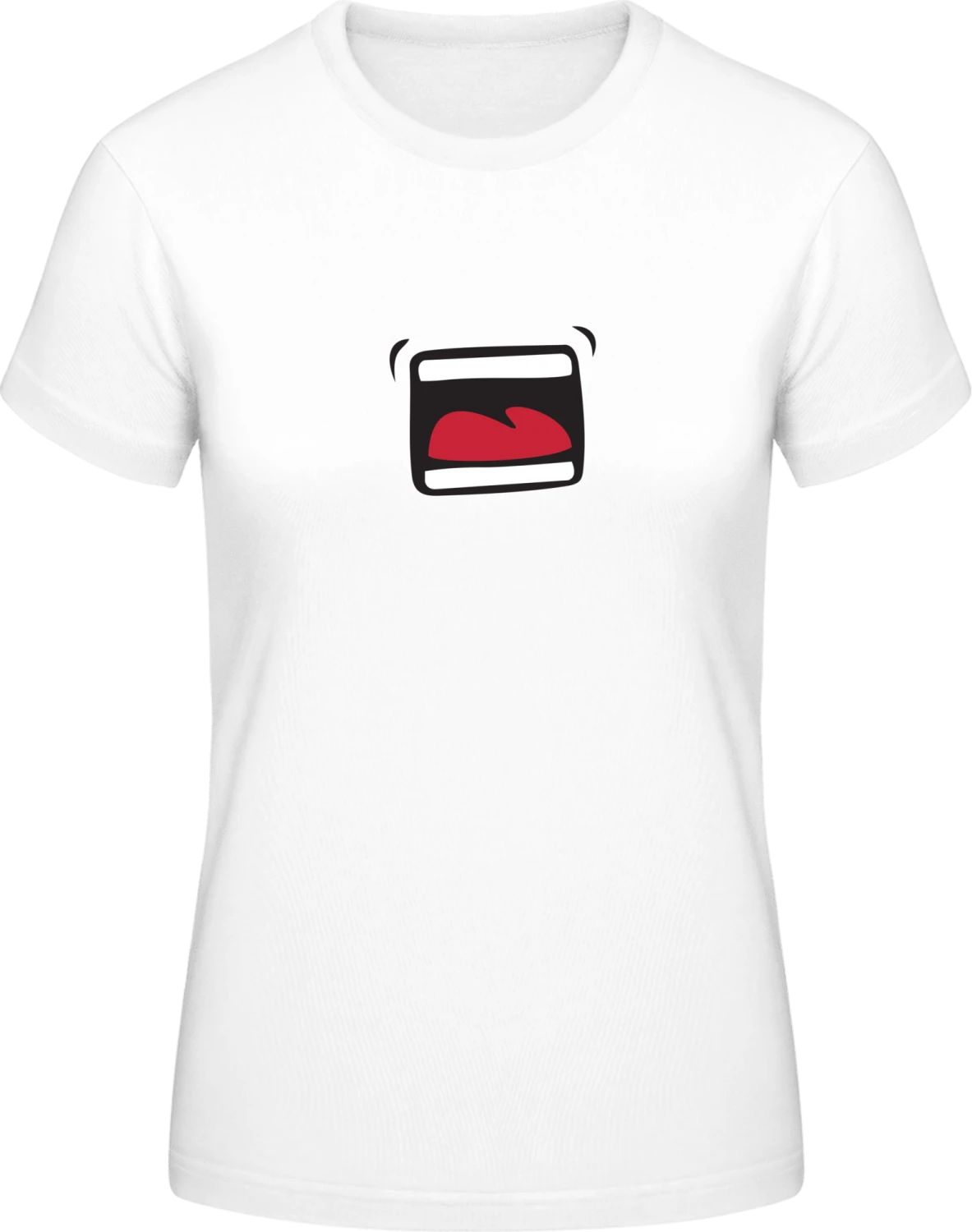 Crying Comic Mouth - White #E190 women T-Shirt - Front