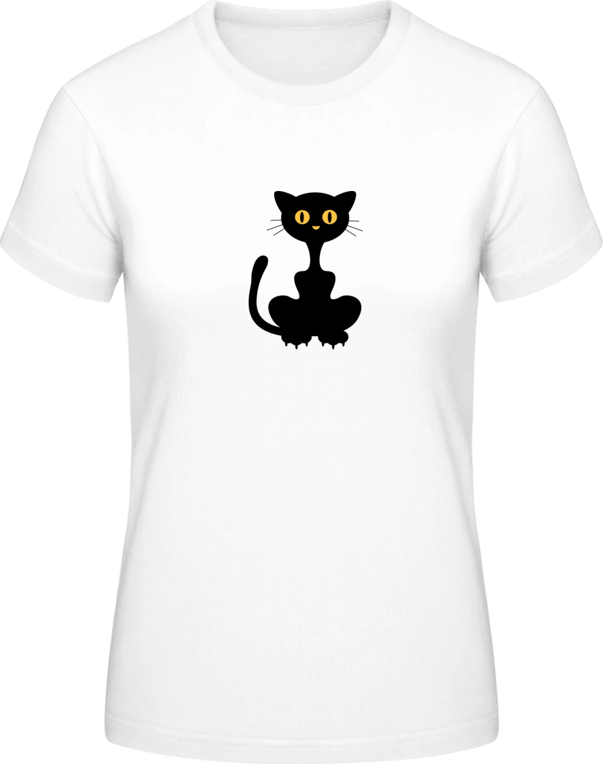 Black Cat - White #E190 women T-Shirt - Front