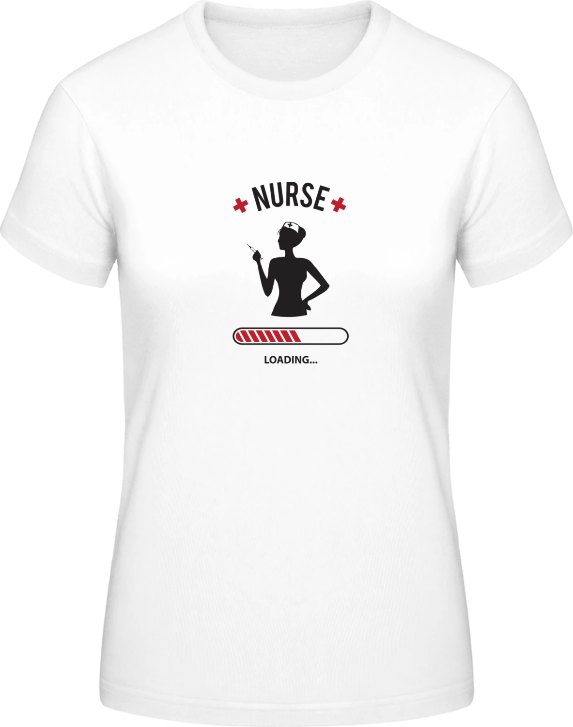 Nurse Loading - White #E190 women T-Shirt - Front