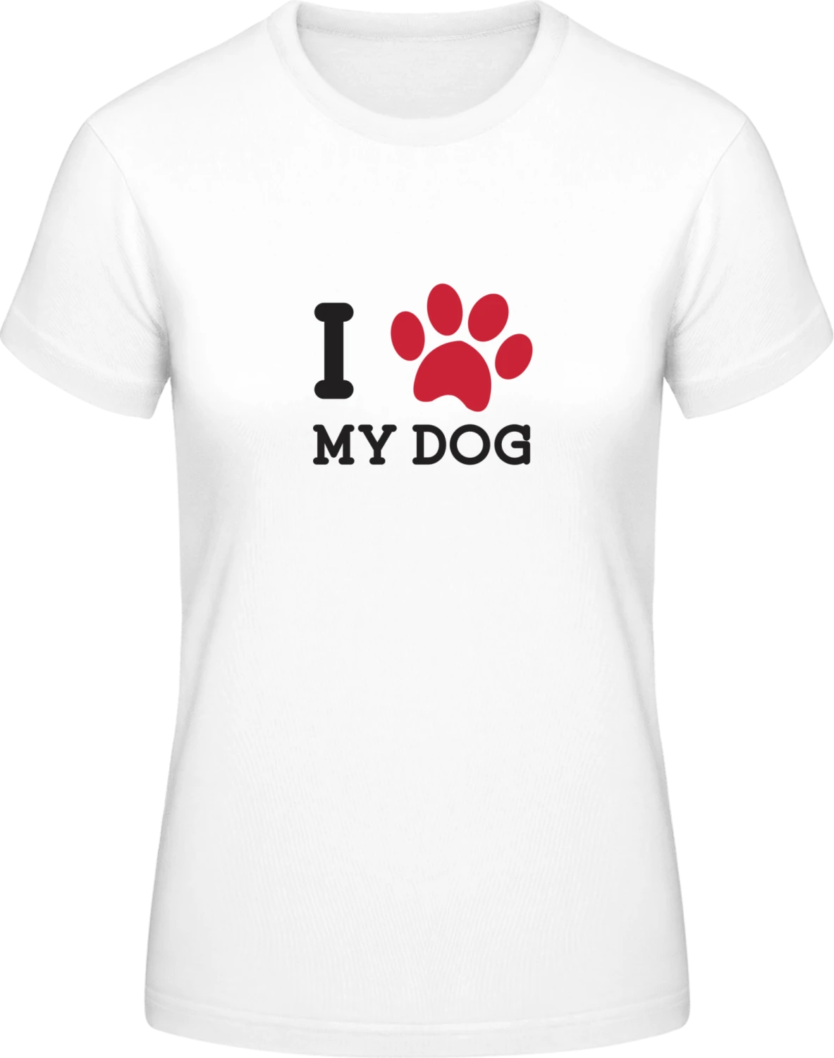 I Heart My Dog Footprint - White #E190 women T-Shirt - Front