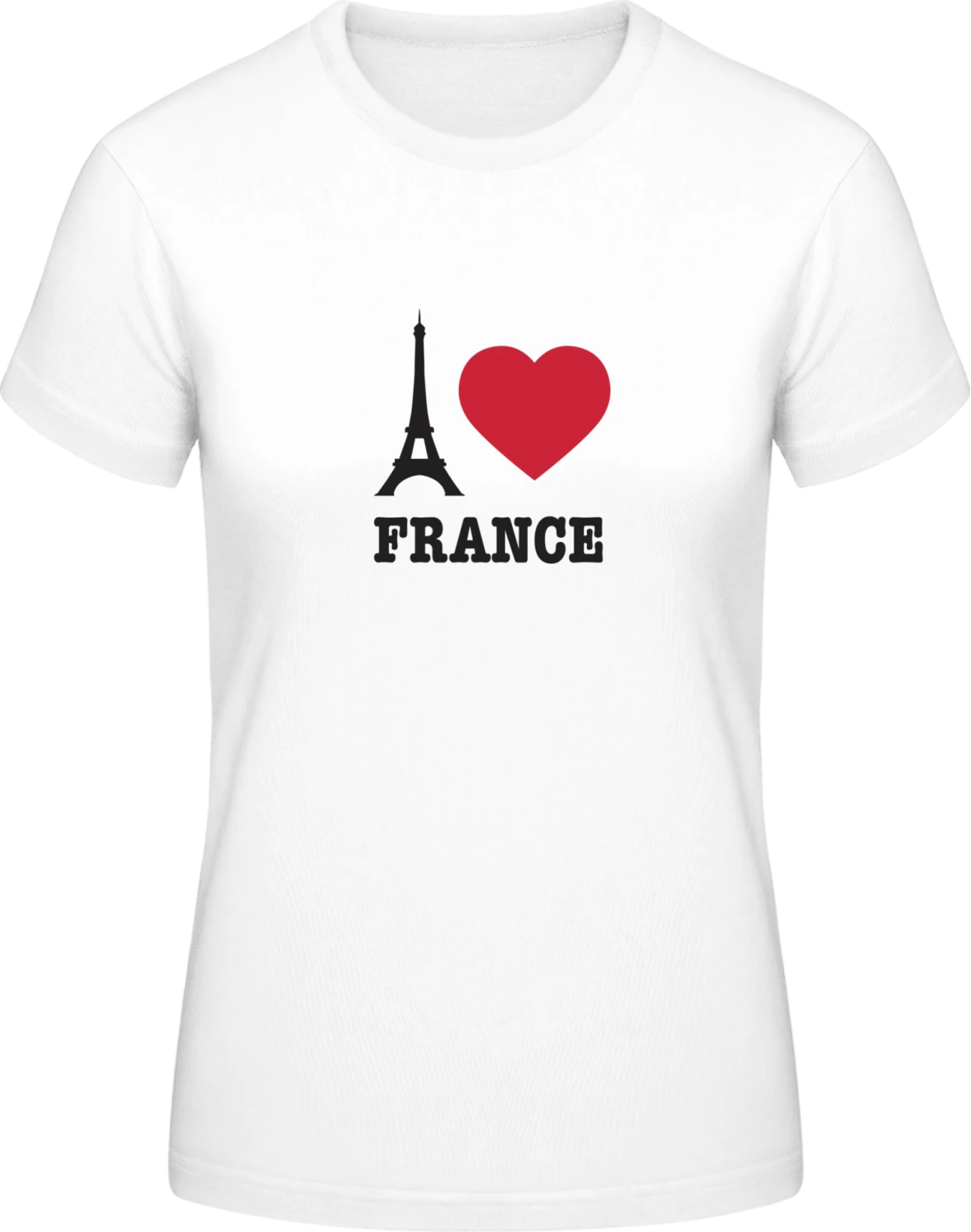 I Love France Eiffel Tower - White #E190 women T-Shirt - Front