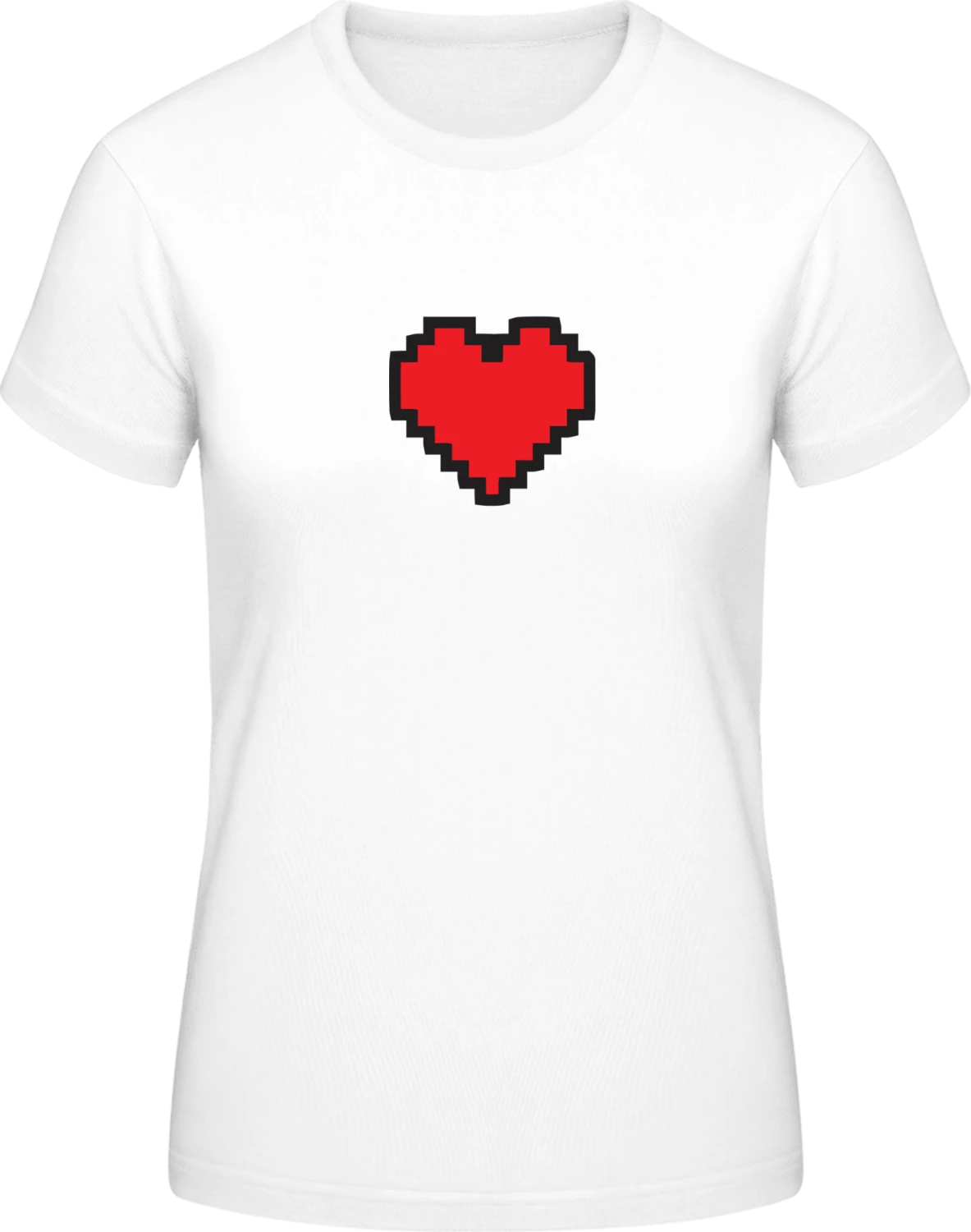 Big Pixel Heart - White #E190 women T-Shirt - Front