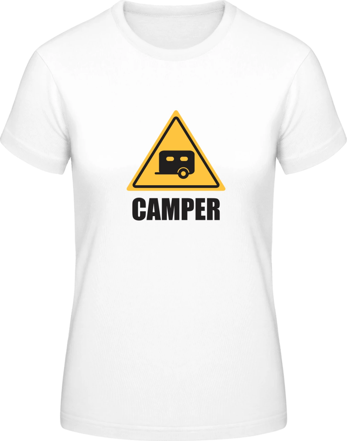 Camper Warning - White #E190 women T-Shirt - Front