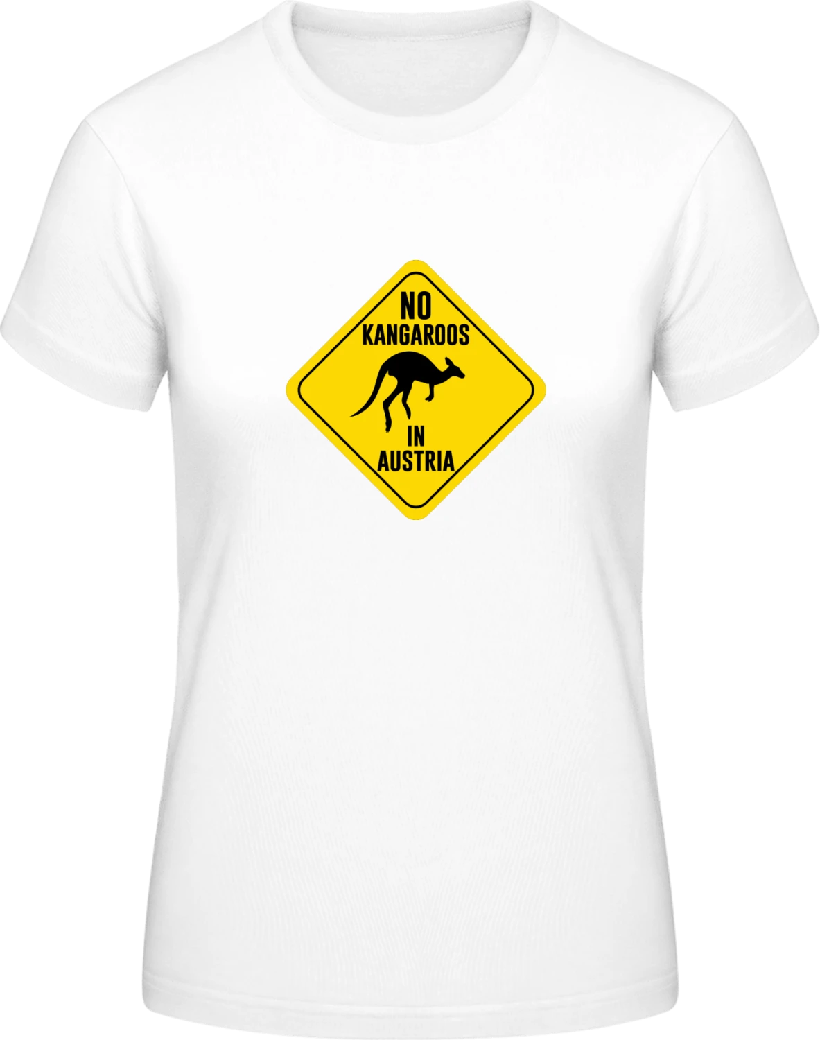 No Kangaroos In Austria Street Sign - White #E190 women T-Shirt - Front