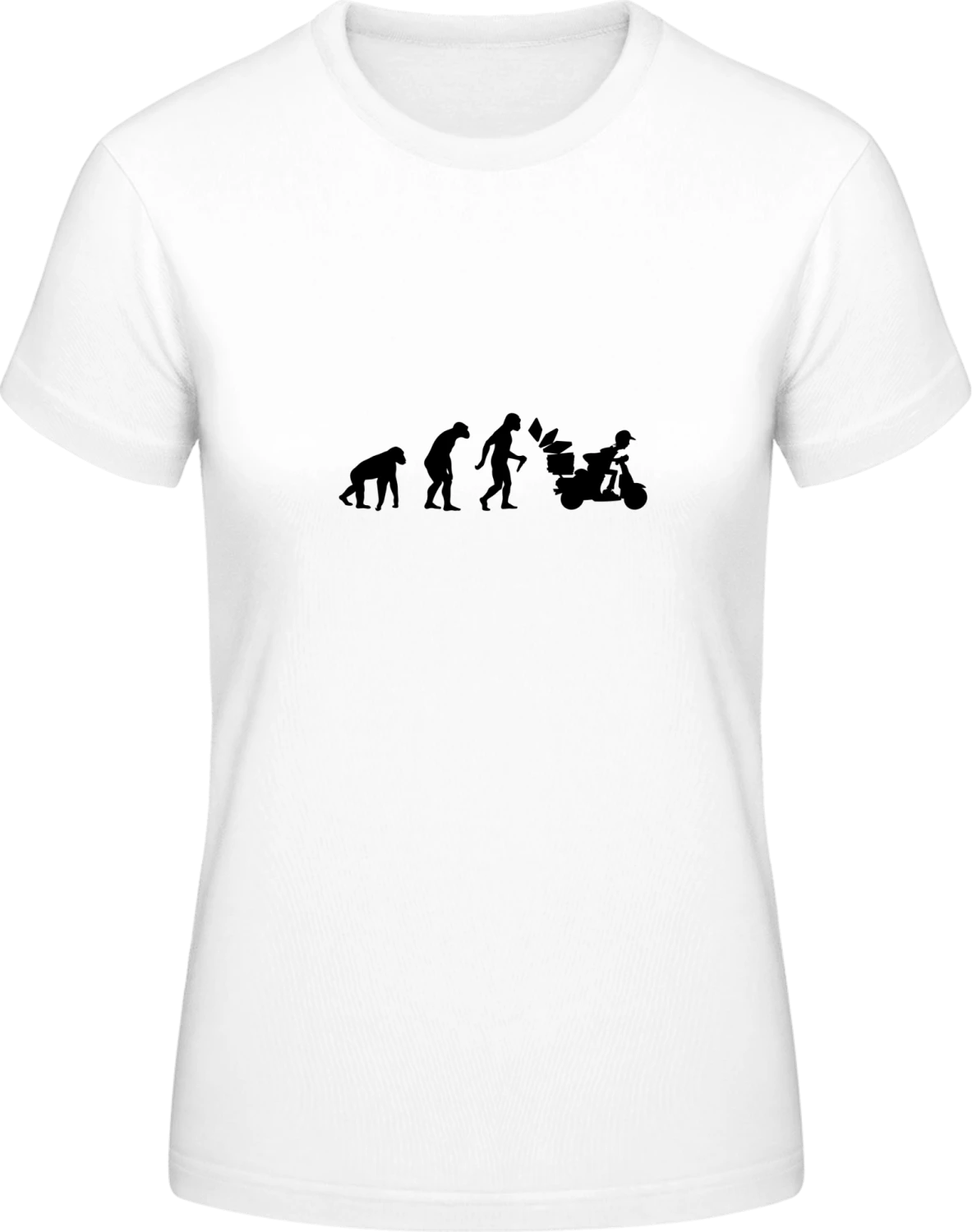 Pizza Delivery Man Evolution - White #E190 women T-Shirt - Front