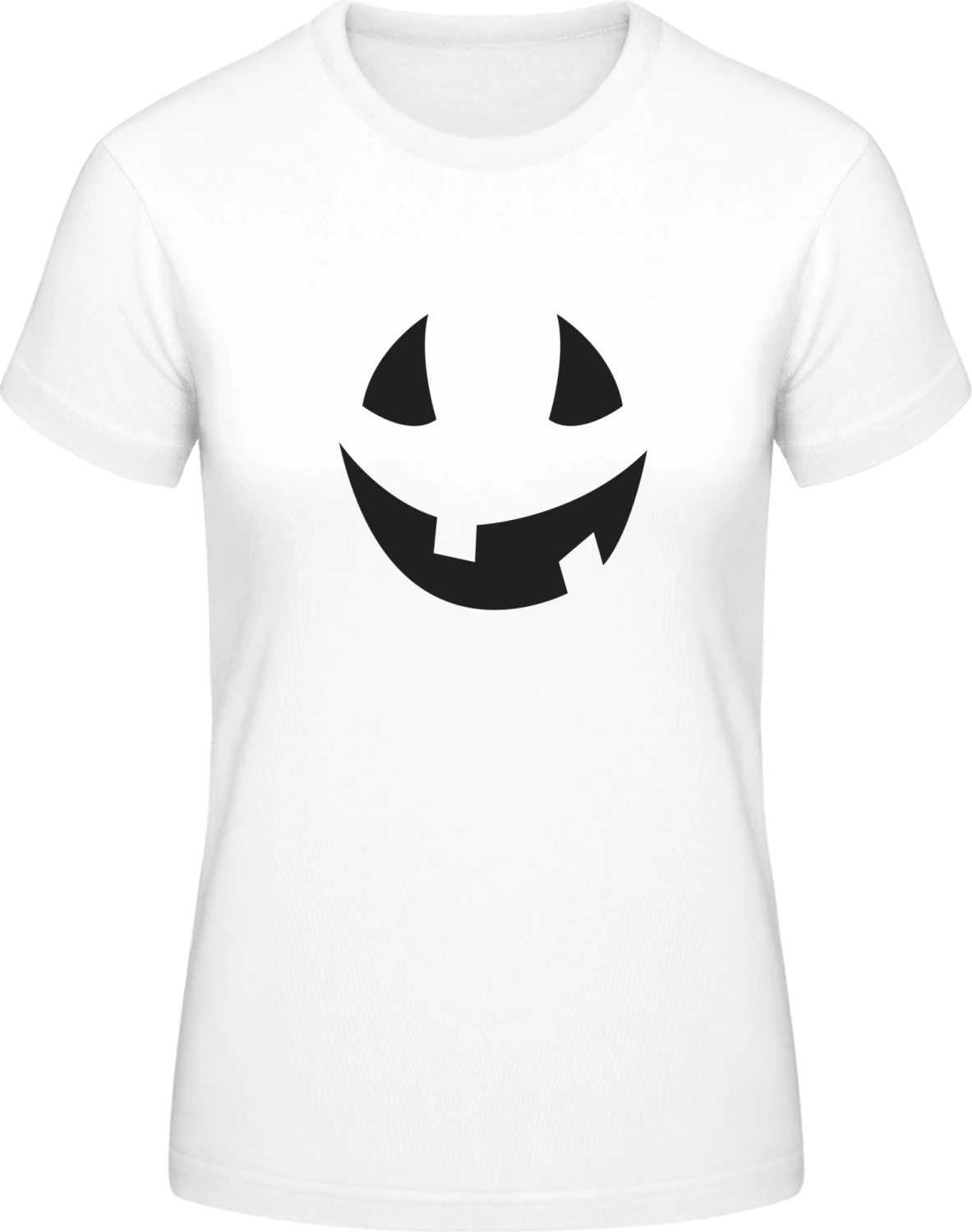 Halloween Pumpkin Face - White #E190 women T-Shirt - Front