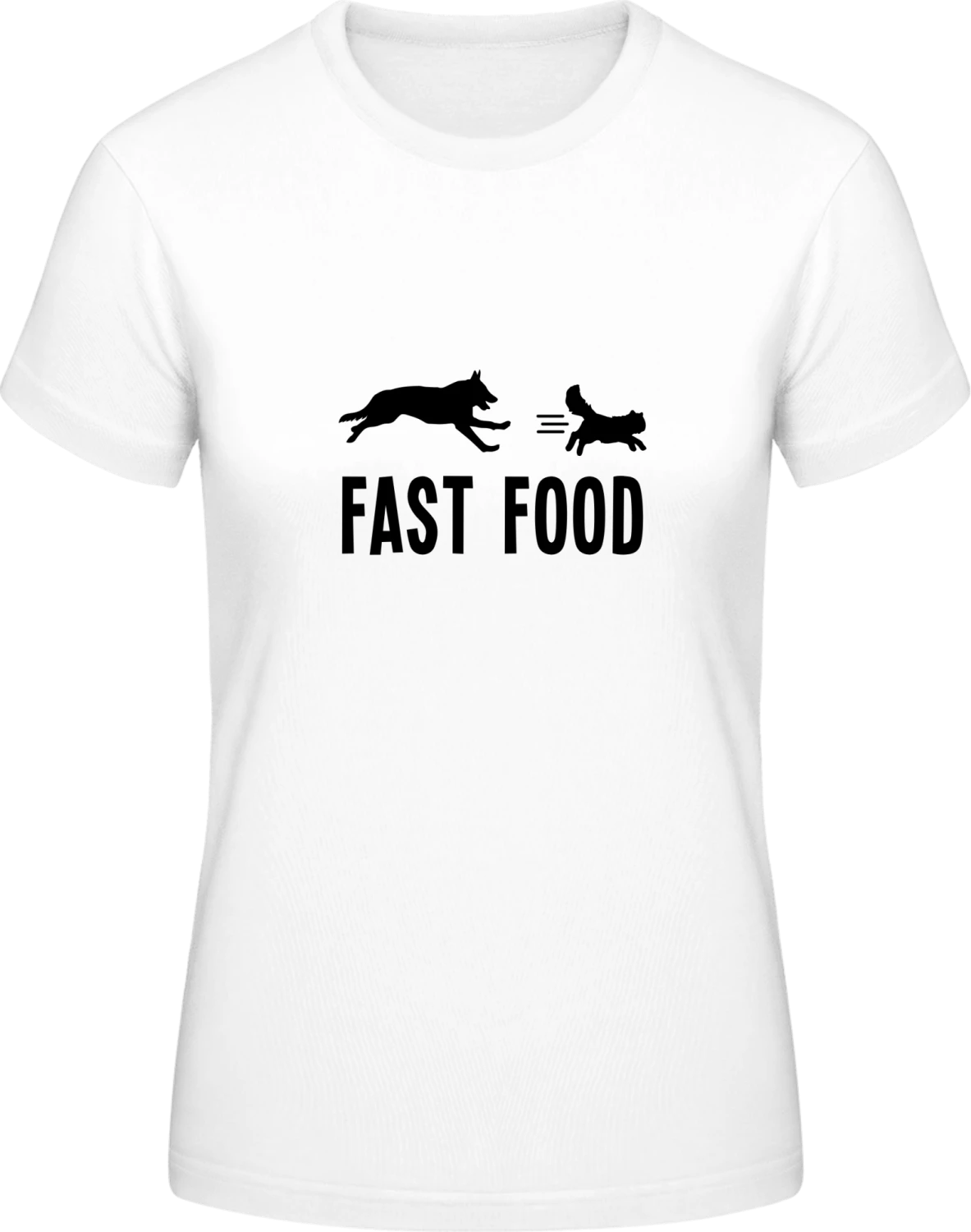 Fast Food Dog Cat - White #E190 women T-Shirt - Front