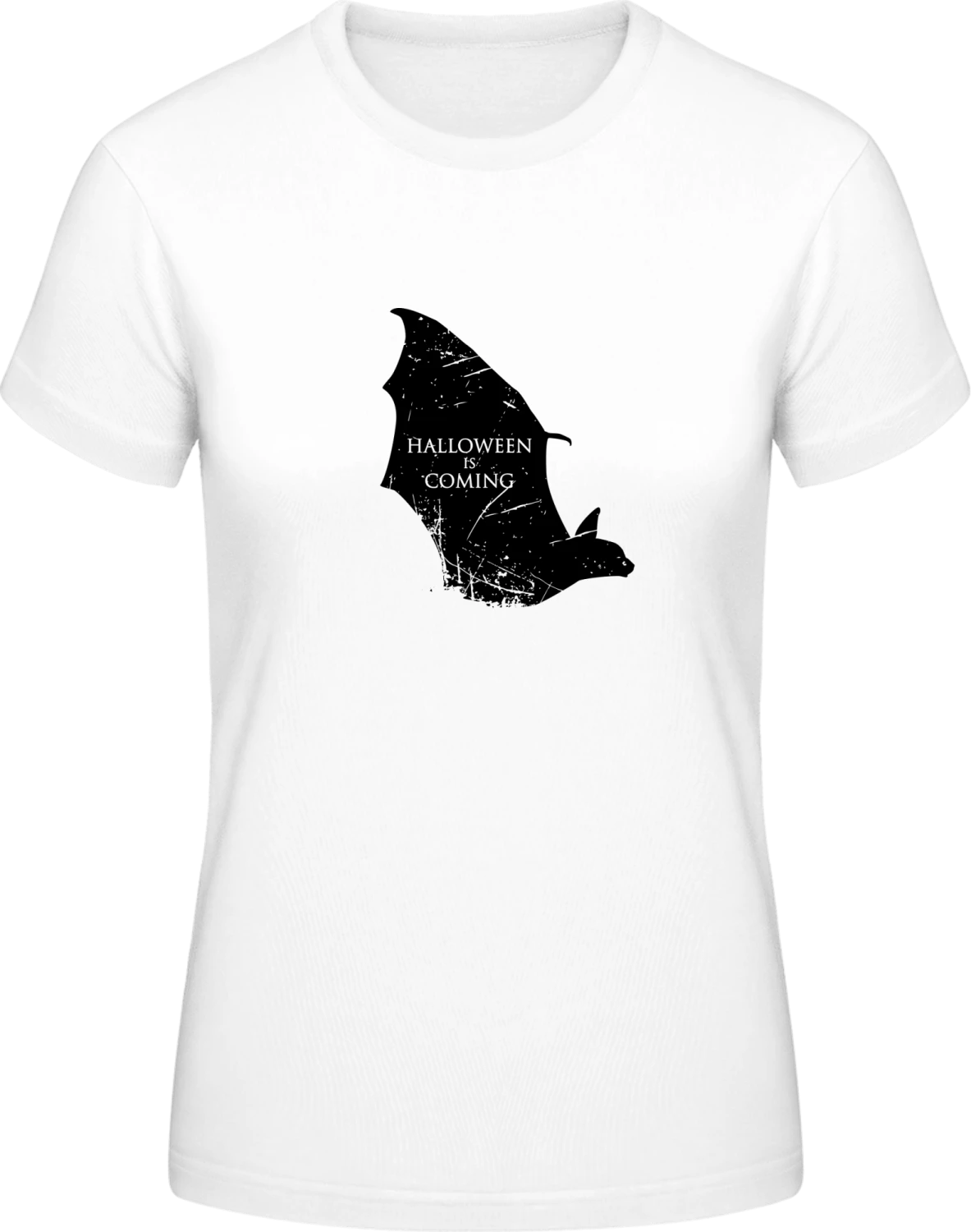 Halloween Is Coming Bat - White #E190 women T-Shirt - Front