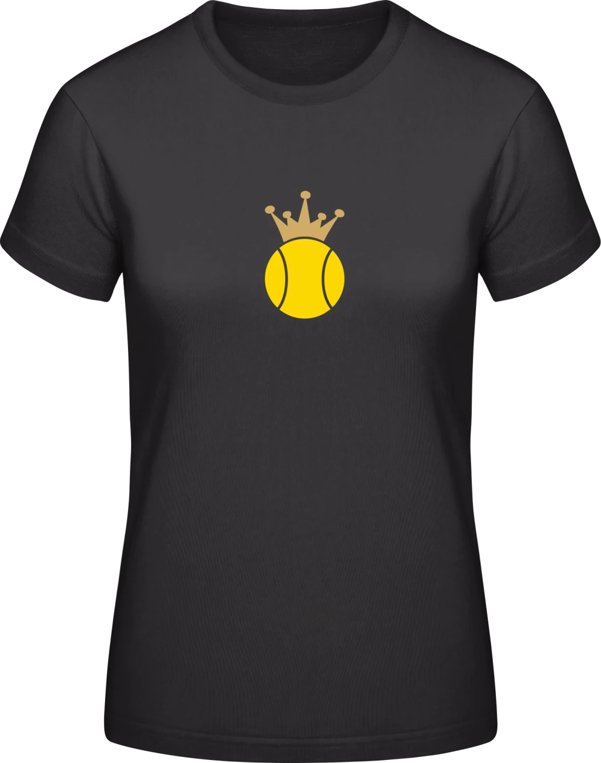 Tennis Ball And Crown - Black #E190 women T-Shirt - Front