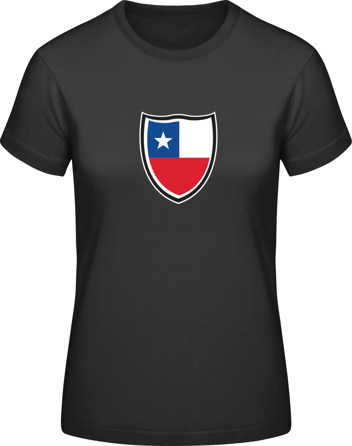 Chile Flag Shield - Black #E190 women T-Shirt - Front