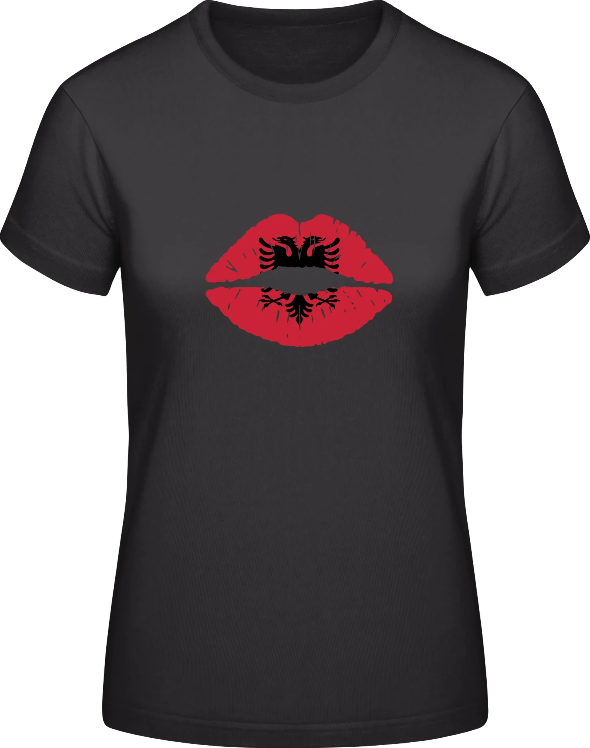 Albanian Kiss Flag - Black #E190 women T-Shirt - Front