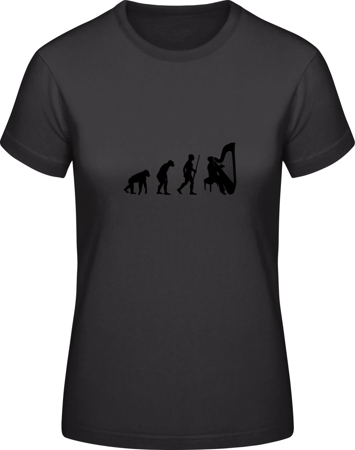 Harpist Evolution - Black #E190 women T-Shirt - Front