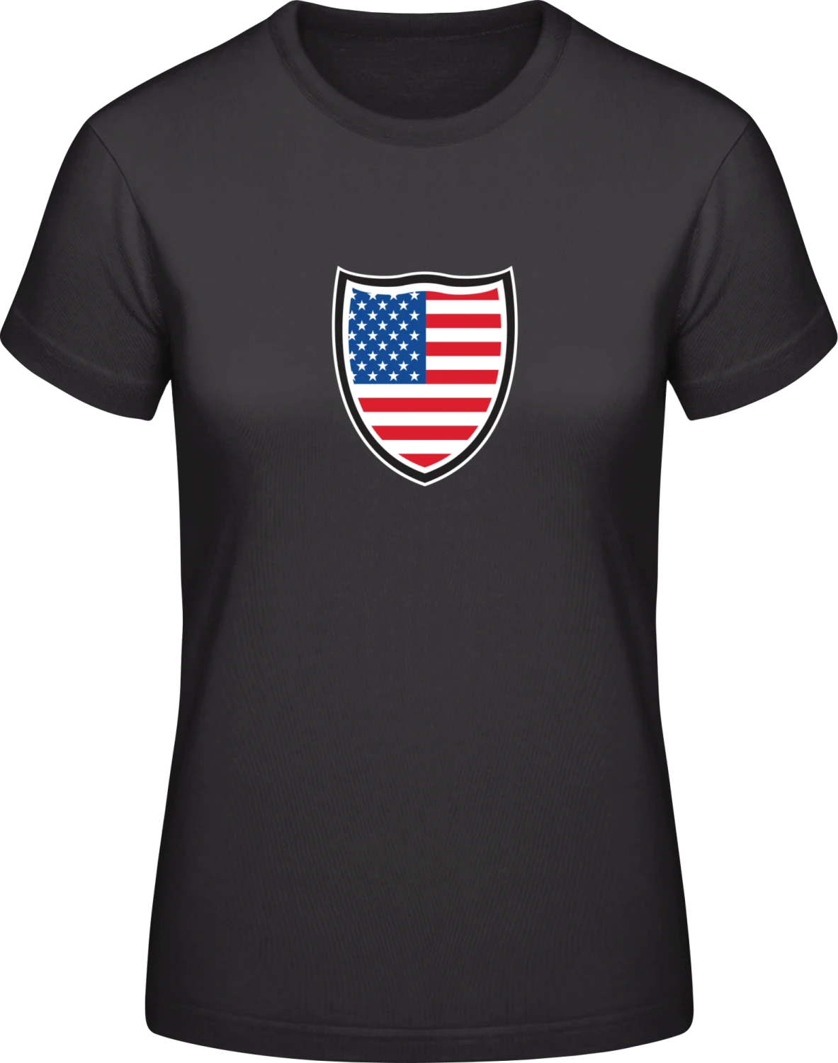 USA Shield Flag - Black #E190 women T-Shirt - Front