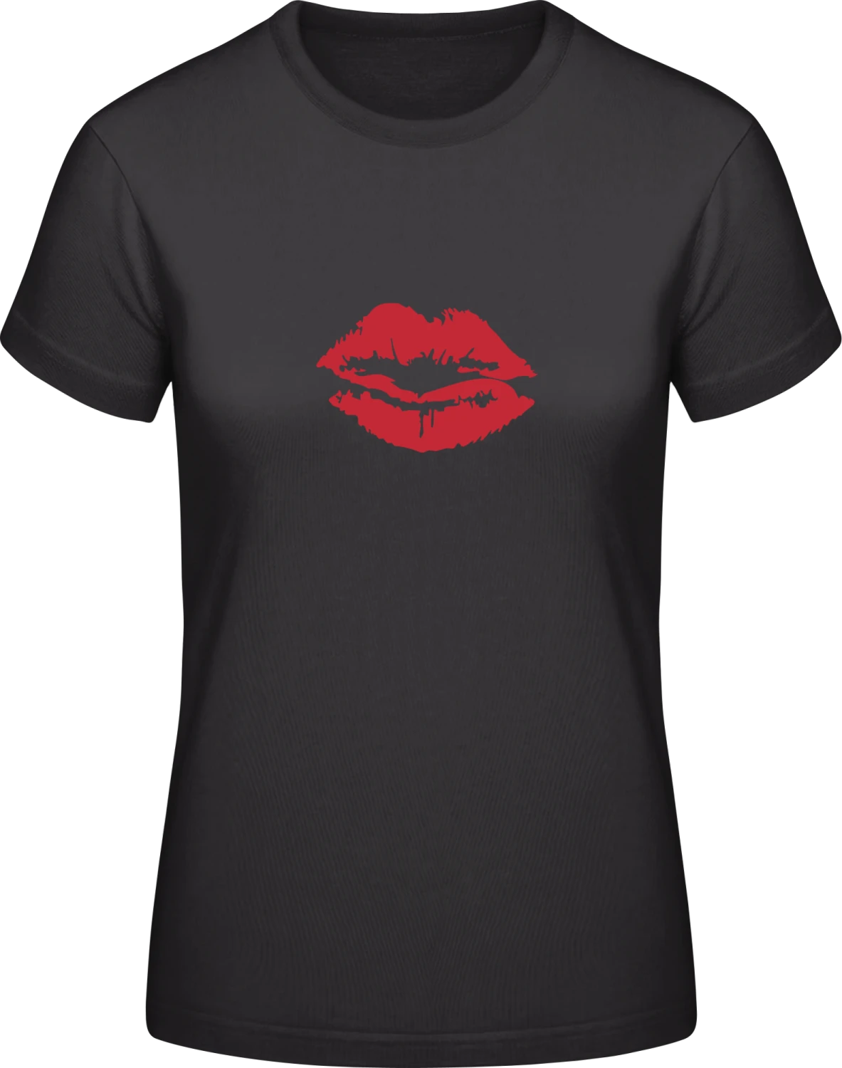 Kissing Lips - Black #E190 women T-Shirt - Front