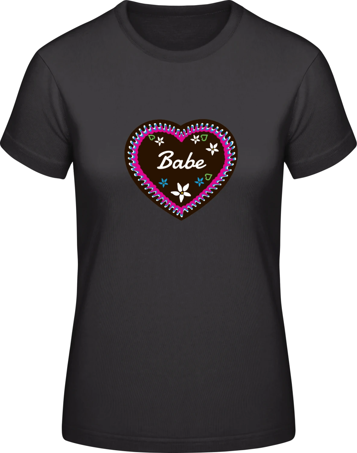 Babe Gingerbread Heart - Black #E190 women T-Shirt - Front