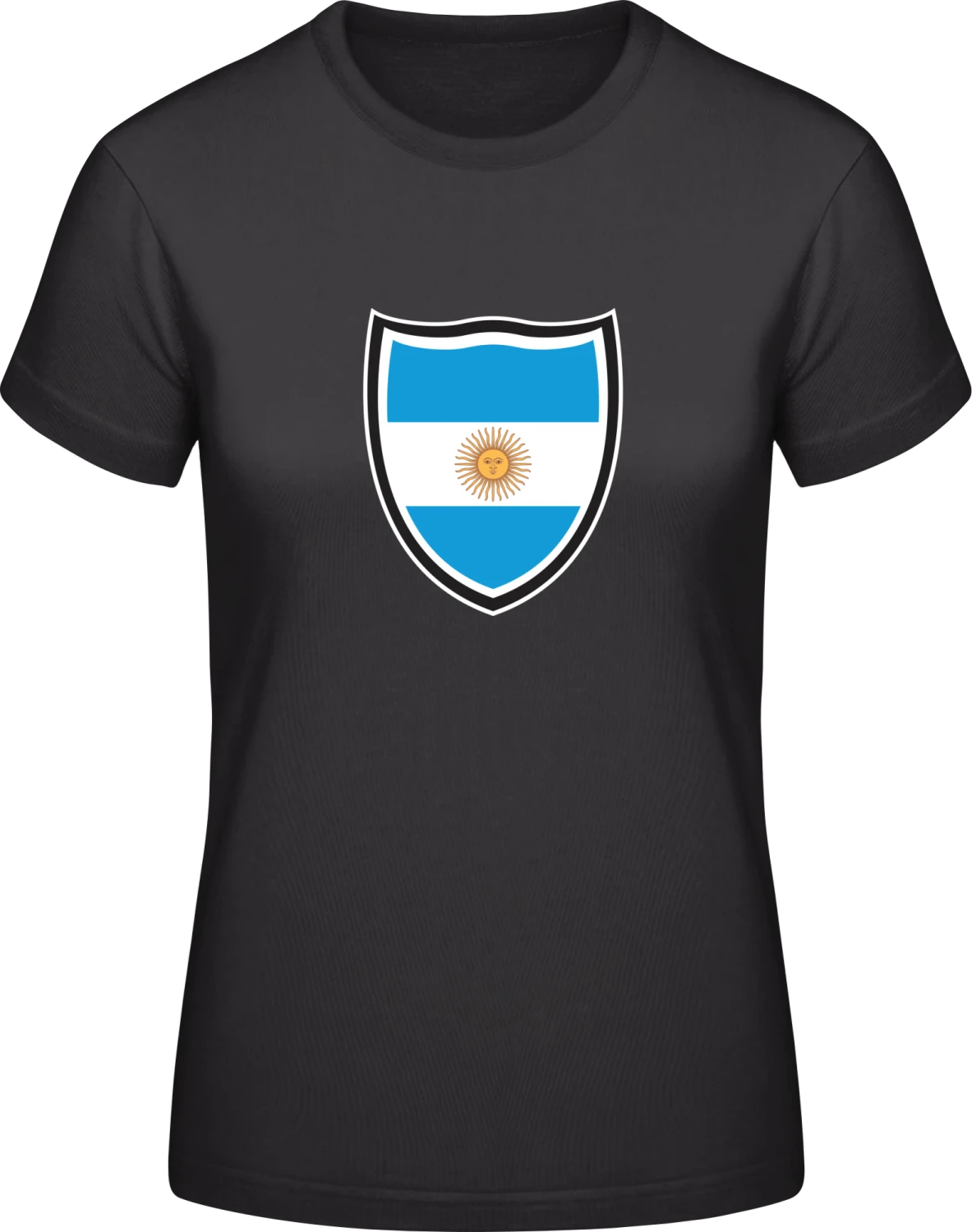 Argentina Flag Shield - Black #E190 women T-Shirt - Front