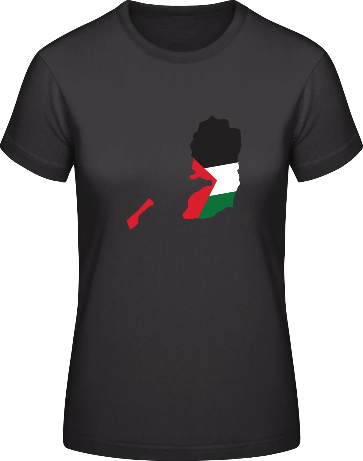 Palestine Map - Black #E190 women T-Shirt - Front