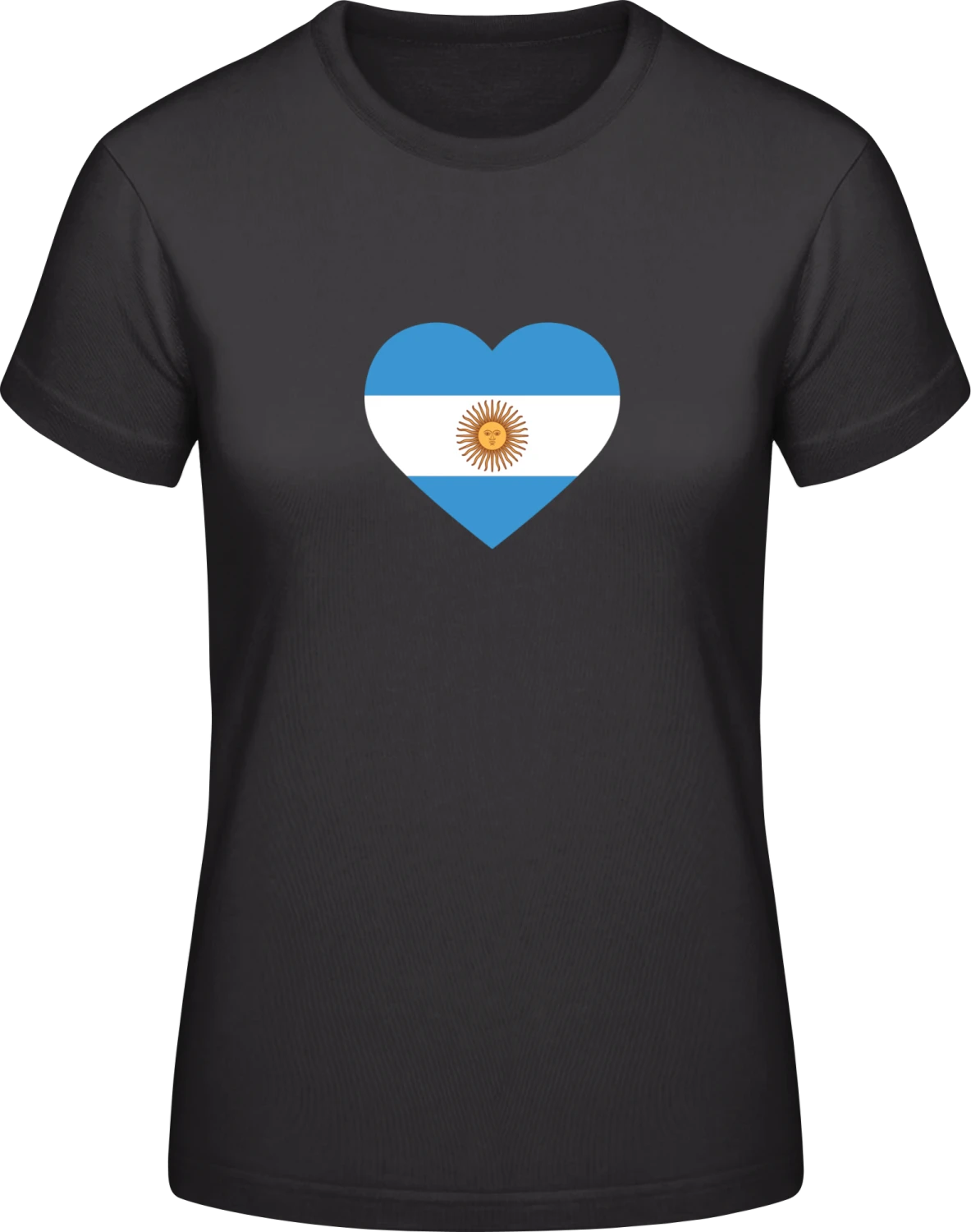 Argentina Heart Flag - Black #E190 women T-Shirt - Front