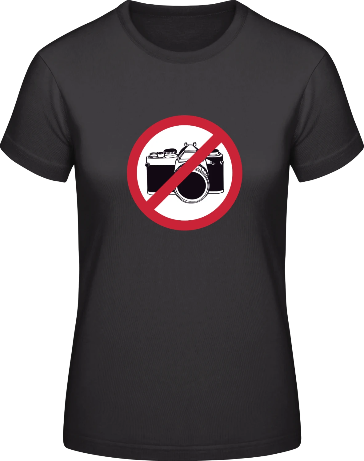 No Pictures Warning - Black #E190 women T-Shirt - Front