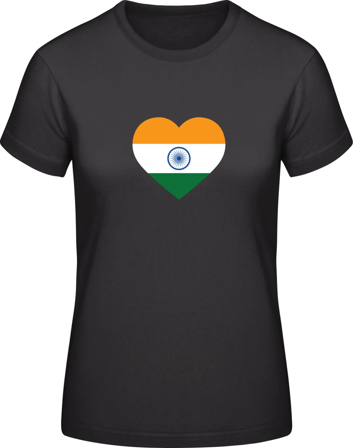 India Heart Flag - Black #E190 women T-Shirt - Front