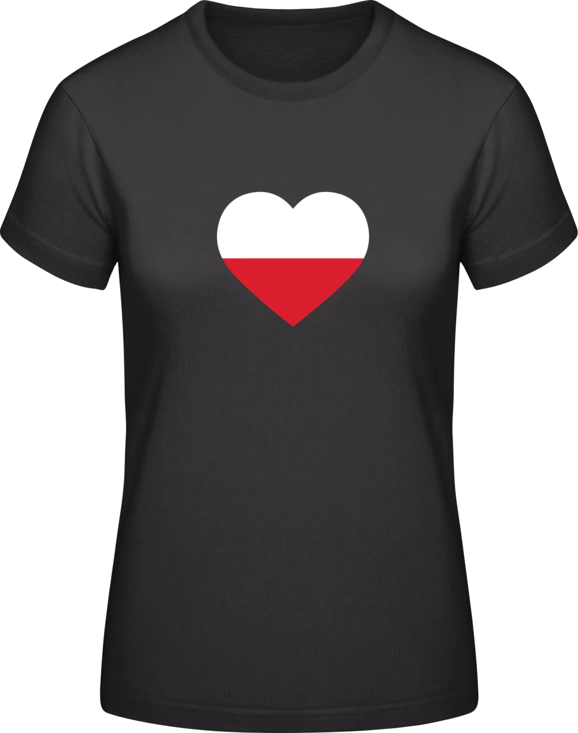 Poland Heart Flag - Black #E190 women T-Shirt - Front