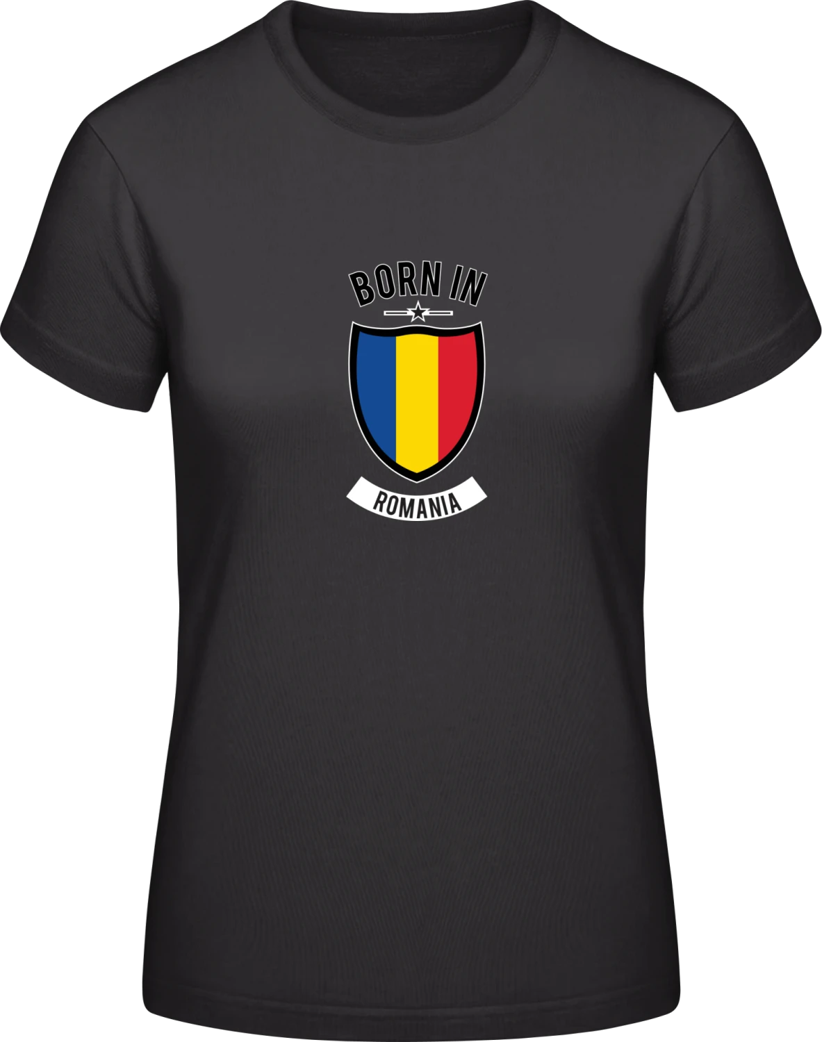 Born in Romania - Black #E190 women T-Shirt - Front