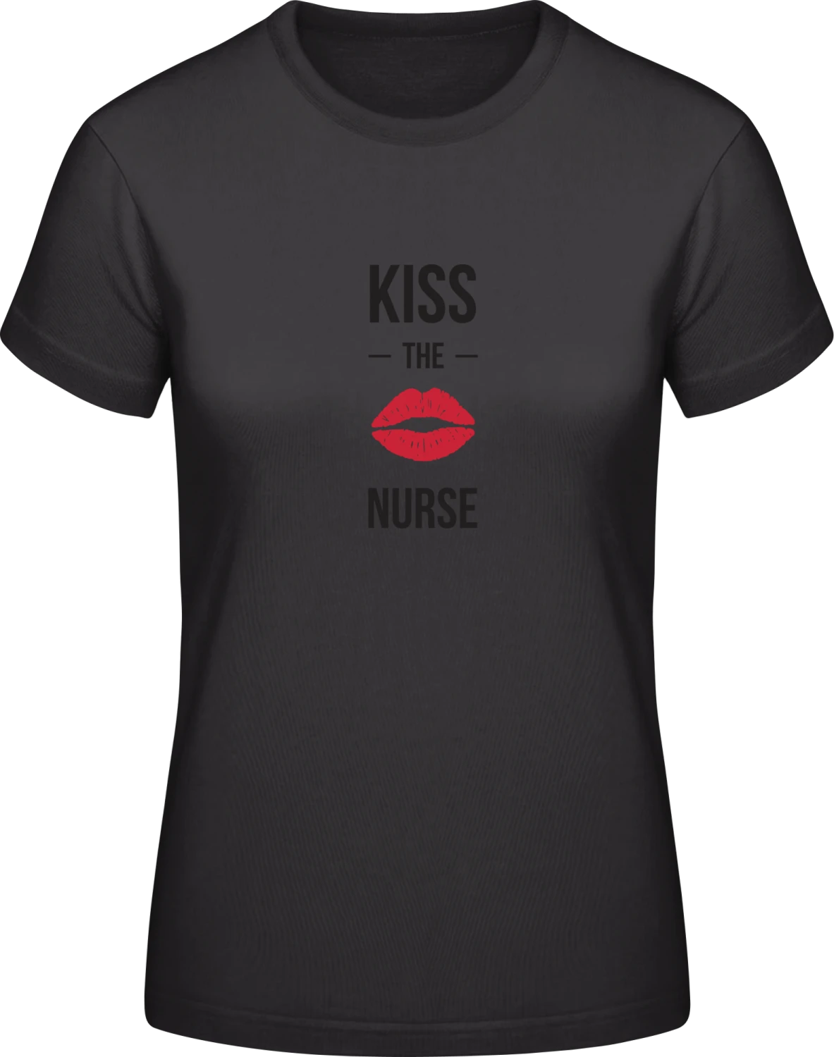 Kiss The Nurse - Black #E190 women T-Shirt - Front