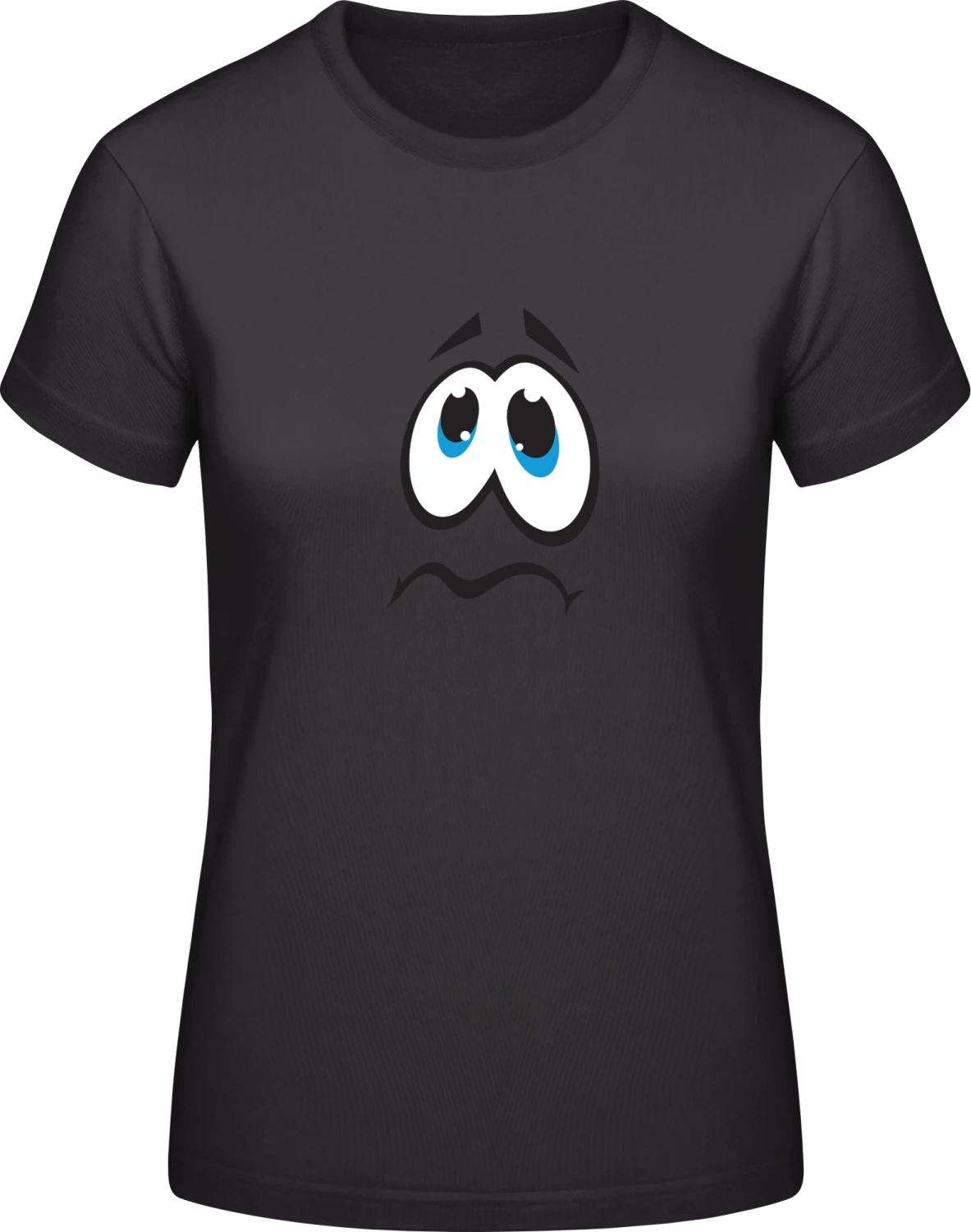 Sad Face - Black #E190 women T-Shirt - Front