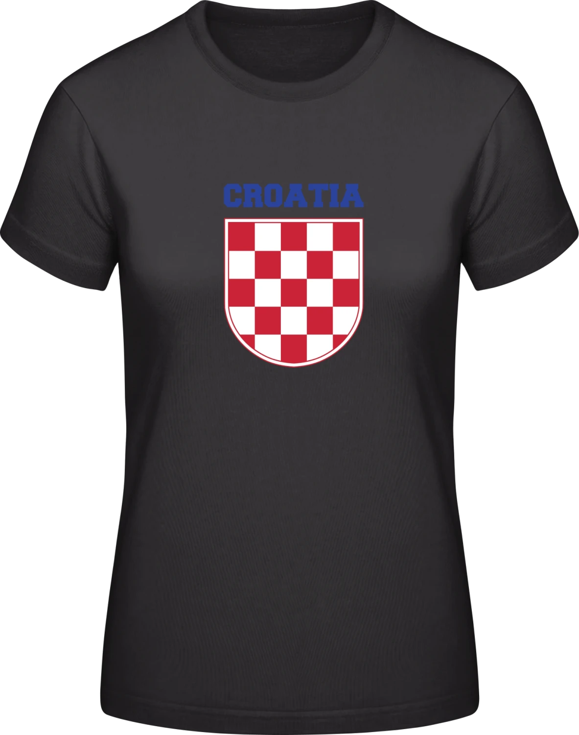 Croatia Flag Shield - Black #E190 women T-Shirt - Front