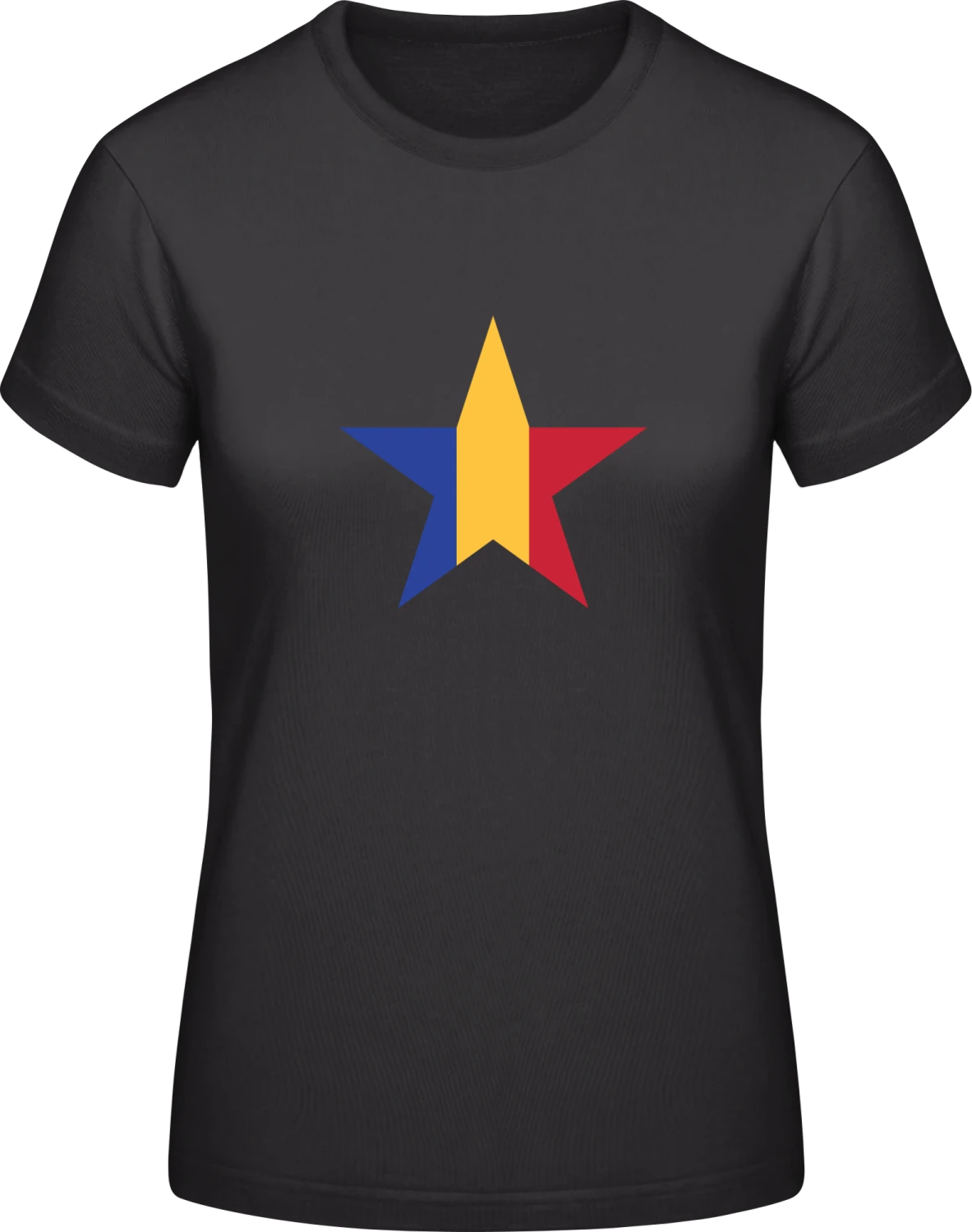 Romanian Star - Black #E190 women T-Shirt - Front