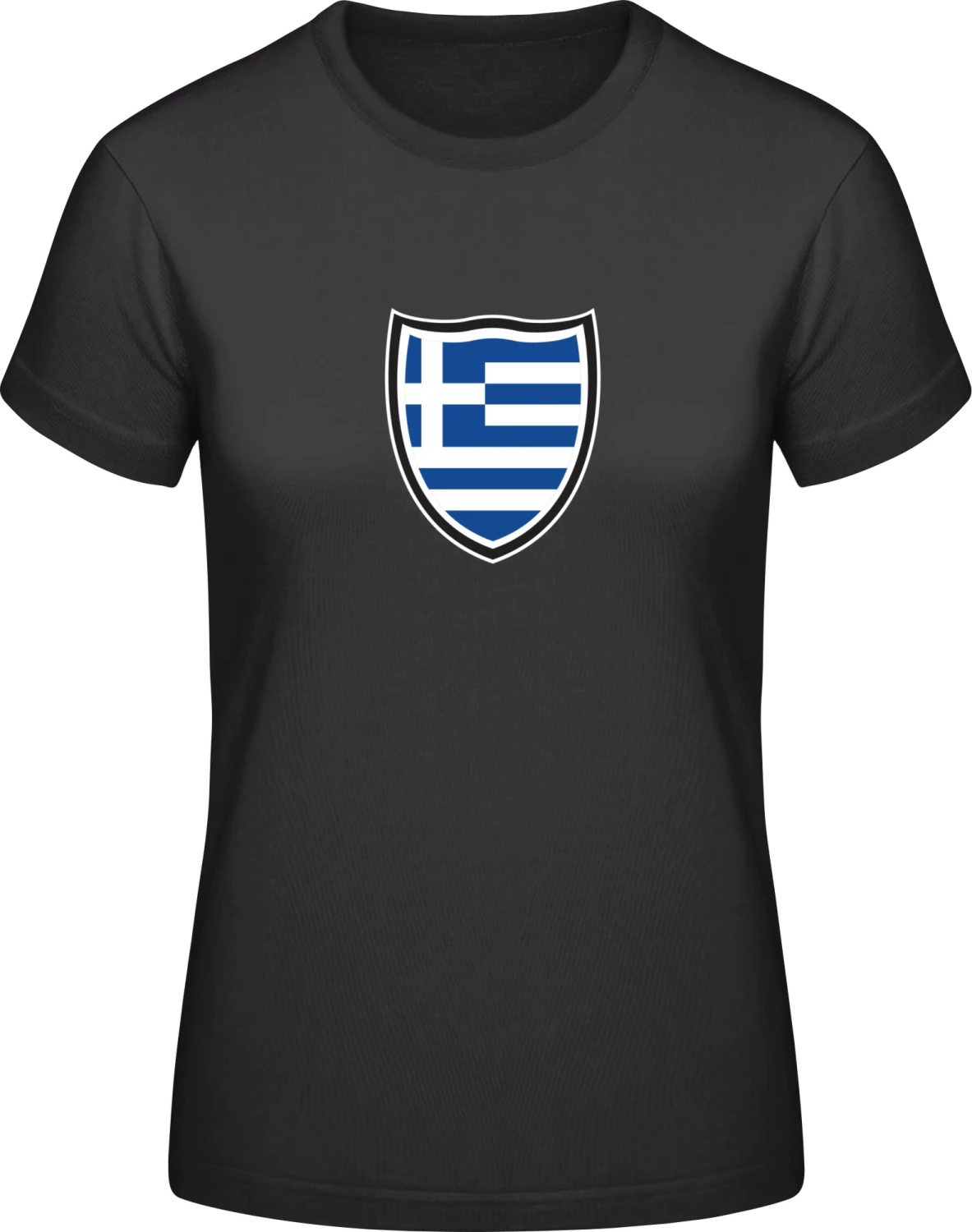 Greece Shield Flag - Black #E190 women T-Shirt - Front