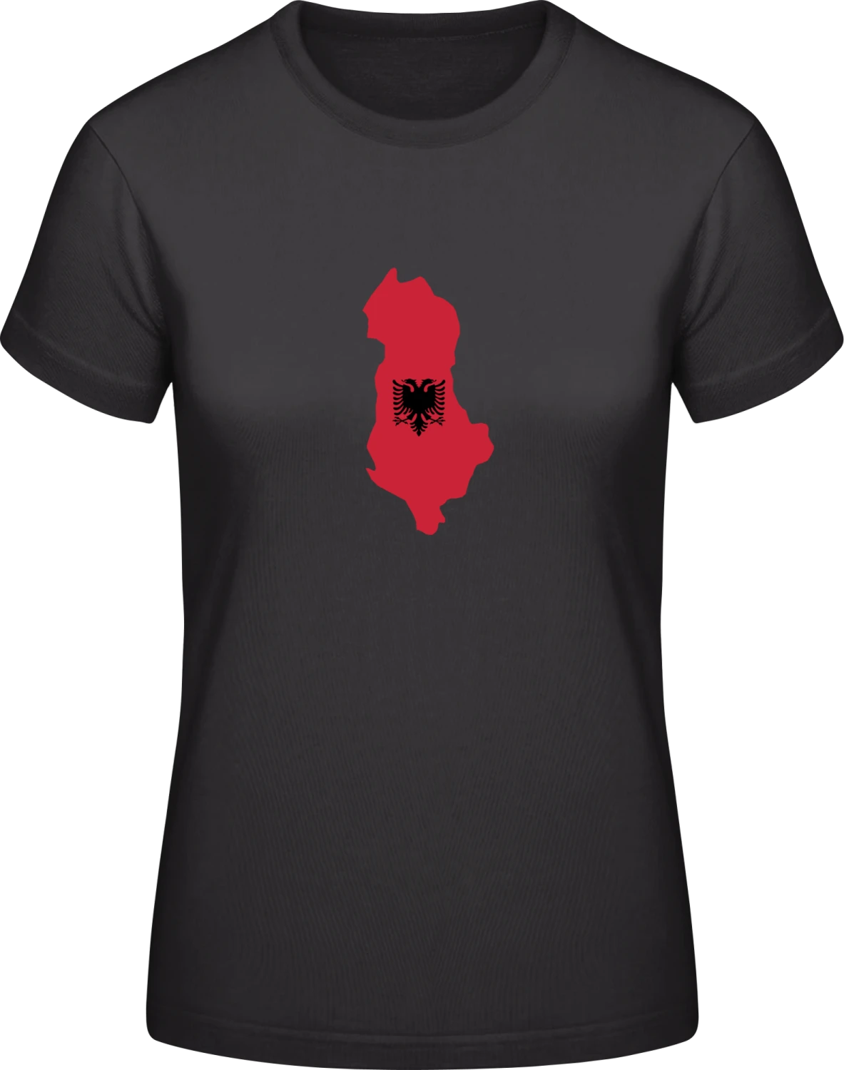 Albania Map Flag - Black #E190 women T-Shirt - Front