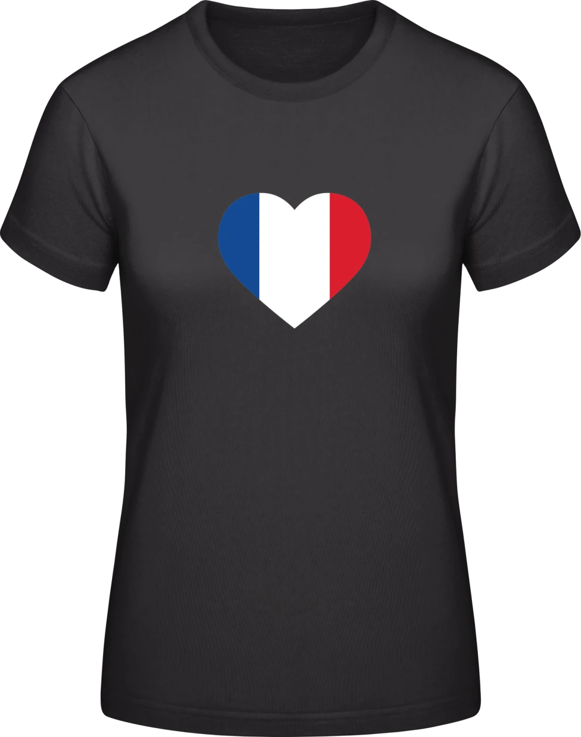 France Heart - Black #E190 women T-Shirt - Front