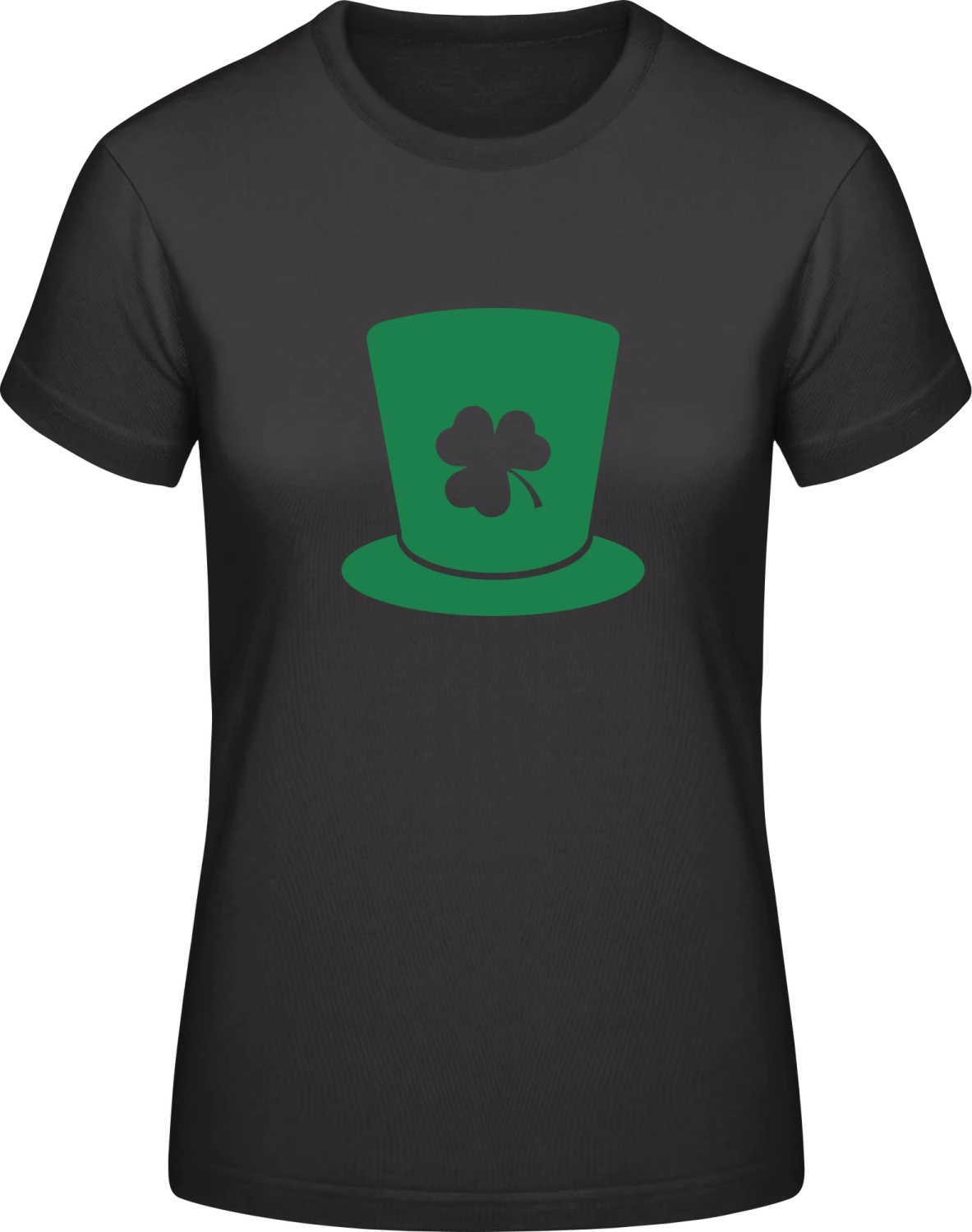 St. Patricks Day Hat - Black #E190 women T-Shirt - Front